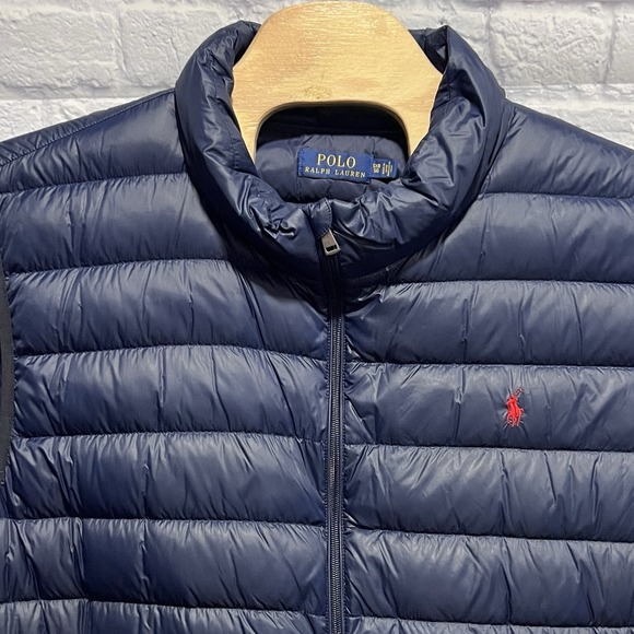Polo Ralph Lauren Men Blue Duck Down Full Zip Vest Packable Jacket Sz 5XB BIG - Picture 1 of 9